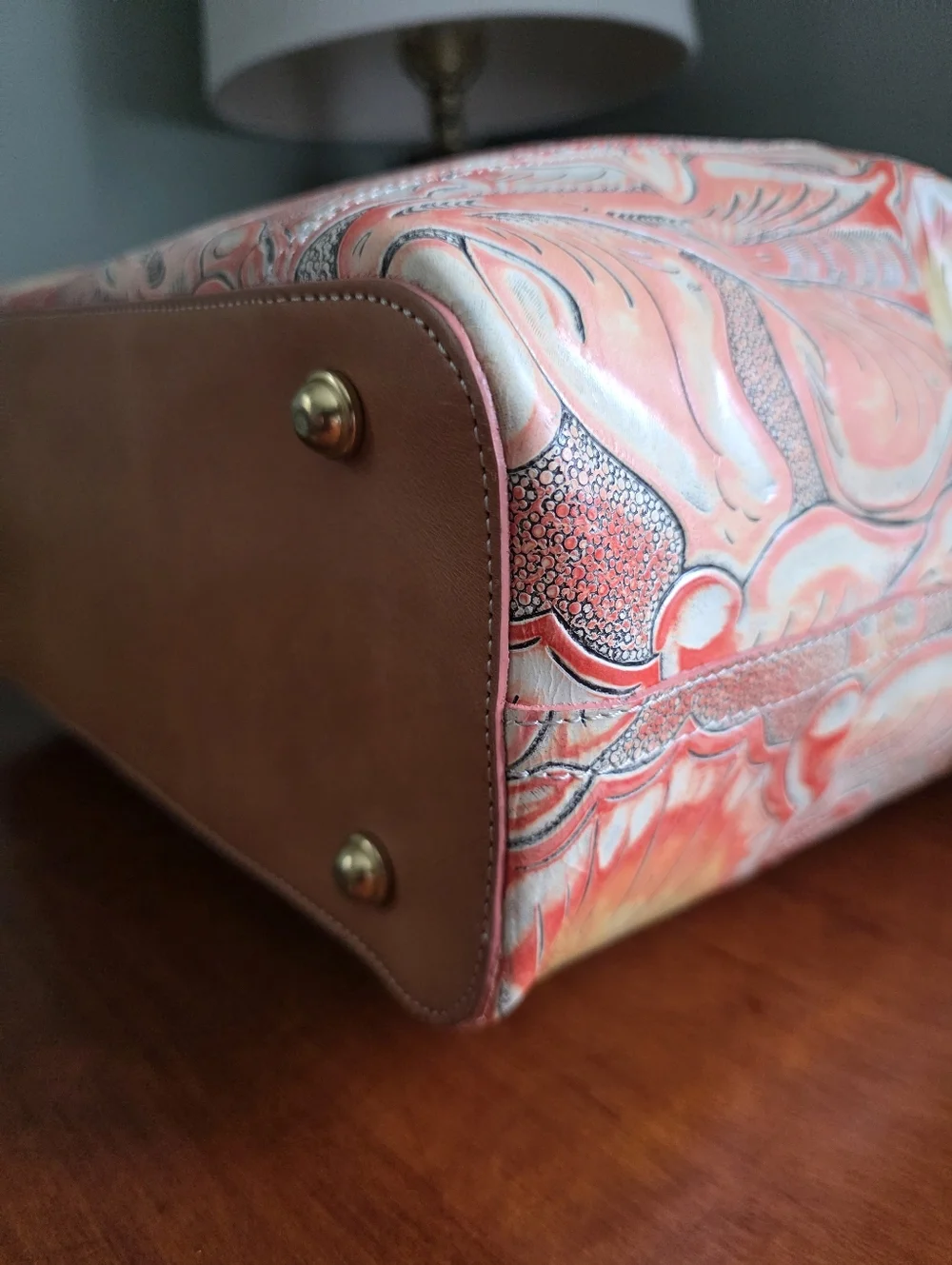Brahmin All Day Tote Sunset Batik Floral Embossed Leather Tote Bag - Picture 10 of 16